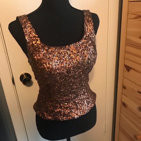 copper sequin blouse